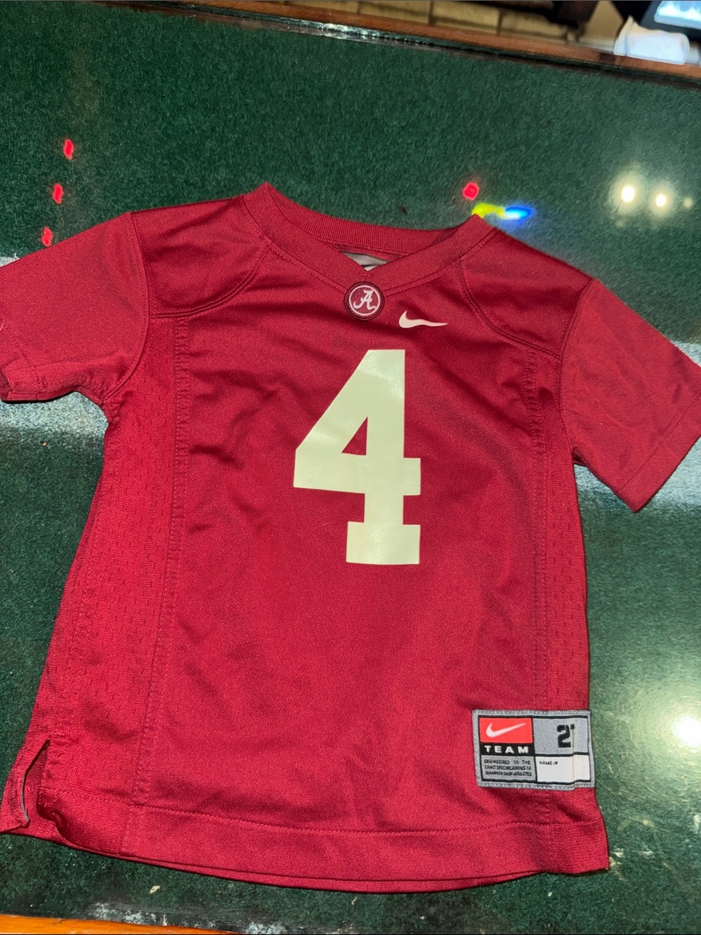 Nike Kids Crimson Football Jersey with White #4 2T University of Alabama
